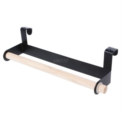 Xiaochen Modern Paper Towel Holder Kitchen Roll Paper Storage Rack Towel Holder Tissue Hanger Under Cabinet Door,Towel Racks for Bathroom,Over the Door Towel Rack (Color : BK)