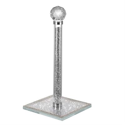 Xiaochen Modern Paper Towel Holder Kitchen Paper Dispenser Stand Countertop Paper Towel Holder Silver Crystal Napkin Holder for standard Size Paper Towel