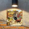 Give Thanks Thanksgiving Metal Sign Wall Art Rustic Fall Gold Farm Vintage Rooster Welcome Metal Tin Sign Autumn Retro Metal Wall Hanging Sign for Front Porch Living Room Bedroom 10x10in view 3
