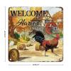 Give Thanks Thanksgiving Metal Sign Wall Art Rustic Fall Gold Farm Vintage Rooster Welcome Metal Tin Sign Autumn Retro Metal Wall Hanging Sign for Front Porch Living Room Bedroom 10x10in view 4