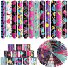 Sosation 60 Pcs 80s 90s Party Slap Bracelets Favors Decorations Slap Wristbands Retro Theme Bracelet Snap Bands Snap Wristband for Adults Throwback Party(Retro Style) view 1