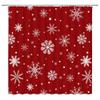 ABONAN Christmas Shower Curtain Snowflake Red Grey White Winter Holiday Merry Christmas Fabric Bathroom Curtains Decor Set with Hook(67" Wx70 H) view 1