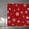 ABONAN Christmas Shower Curtain Snowflake Red Grey White Winter Holiday Merry Christmas Fabric Bathroom Curtains Decor Set with Hook(67" Wx70 H) view 2