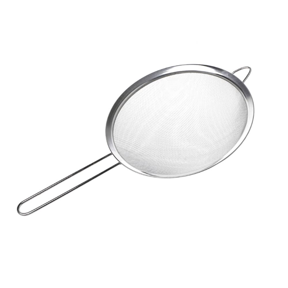 SEIWEI 22cm Wire Fine Mesh Sieve Oil Strainer Flour Colander Sifter Stainless Steel Strainer Filtering Food Silver