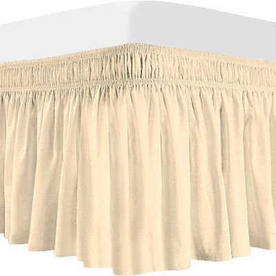 Kings Loft 1000 Thread Count, 100% Egyptian Cotton, Ivory Wrap Around Dorm Room Bed Skirt with Three Side Coverage in Full Size (54" x 80"+ 40" Inch)