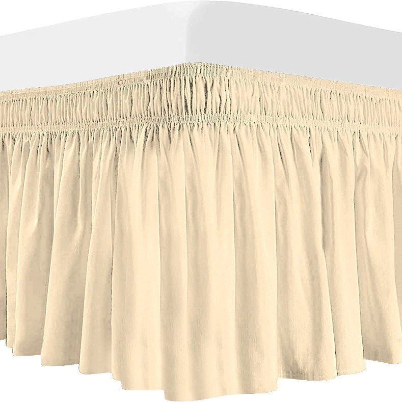Kings Loft 1000 Thread Count, 100% Egyptian Cotton, Ivory Wrap Around Dorm Room Bed Skirt with Three Side Coverage in Full Size (54" x 80"+ 40" Inch)