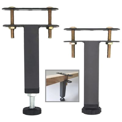 ruiru bro 4Pcs Adjustable Height Center Support Leg for Bed Frame, Steel Bed Frame or Wooden Bed Center Slat Support Leg, Sofa Furniture Cabinet Feet (Grey, Height:10 to 12.6 inch)
