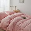 FACE TWO FACE Bedding Duvet Cover Set 3 Pieces 100% Washed Cotton Duvet Cover Linen Like Textured Breathable Durable Soft Comfy (California King, Light Pink) view 2
