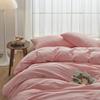 FACE TWO FACE Bedding Duvet Cover Set 3 Pieces 100% Washed Cotton Duvet Cover Linen Like Textured Breathable Durable Soft Comfy (California King, Light Pink) view 3