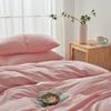 FACE TWO FACE Bedding Duvet Cover Set 3 Pieces 100% Washed Cotton Duvet Cover Linen Like Textured Breathable Durable Soft Comfy (California King, Light Pink) view 4