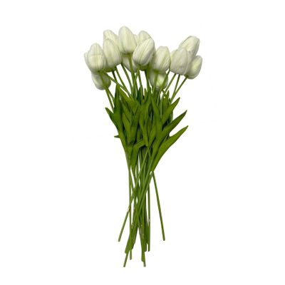 15" White Faux Tulips Wedding Bouquets Bridal Bouquets Silk Floral Decor 36 Pcs