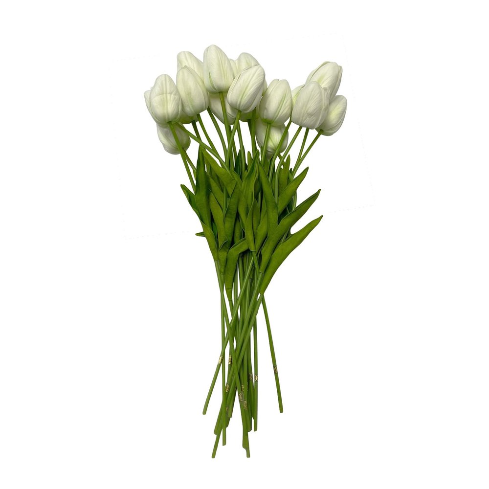 15" White Faux Tulips Wedding Bouquets Bridal Bouquets Silk Floral Decor 36 Pcs