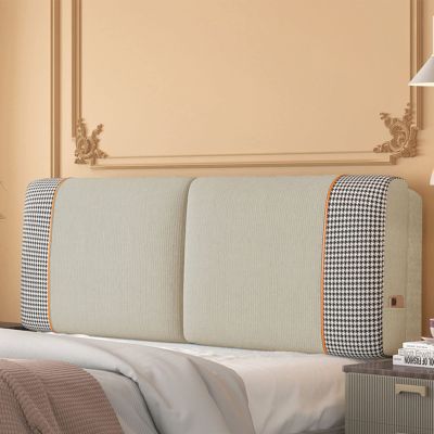 Large Headboard Long Pillow Solid Color Plaid Back Cushion Resting Reading Support Pillow Daybed Bolster Wedge Pillow King Size Bed Backrest Washable Cushion,B,No headboard 59"/150cm