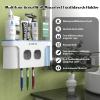 Toothbrush Holders for Bathroom Organizer, 2 Cups Automatic Toothpaste Dispenser Squeezer Kit Wall Mounted for Bathroom Set, Ideal Bathroom Accessories.Blue view 2