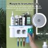 Toothbrush Holders for Bathroom Organizer, 2 Cups Automatic Toothpaste Dispenser Squeezer Kit Wall Mounted for Bathroom Set, Ideal Bathroom Accessories.Blue view 3