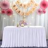 12ft White Table Skirts for Rectangle Tables Polyester Pleated Table Skirt Desk Skirts Ruffle Table Skirt Tablecloth for Wedding Birthday Party Baby Bridal Shower Banquet Table Decoration view 1