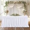 12ft White Table Skirts for Rectangle Tables Polyester Pleated Table Skirt Desk Skirts Ruffle Table Skirt Tablecloth for Wedding Birthday Party Baby Bridal Shower Banquet Table Decoration view 3
