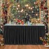 12ft Black Table Skirts for Rectangle Tables Polyester Table Skirt Desk Skirts Ruffle Tablecloth Skirt for Birthday Party Banquet Black Theme Party Wedding Bridal Shower Table Decorations view 1