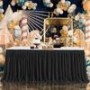 12ft Black Table Skirts for Rectangle Tables Polyester Table Skirt Desk Skirts Ruffle Tablecloth Skirt for Birthday Party Banquet Black Theme Party Wedding Bridal Shower Table Decorations view 2