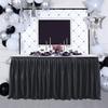 12ft Black Table Skirts for Rectangle Tables Polyester Table Skirt Desk Skirts Ruffle Tablecloth Skirt for Birthday Party Banquet Black Theme Party Wedding Bridal Shower Table Decorations view 3