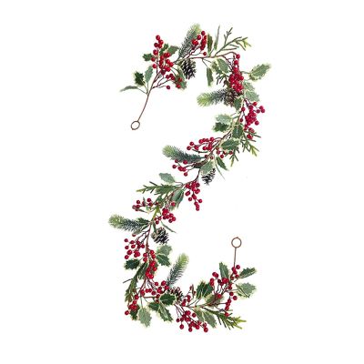 5.9 FT Red Berry Christmas Garland Artificial Berry Garland with Pine Cones and Holly Leaves Winter Greenery Garland for Xmas Mantle Fireplace Holiday Indoor Outdoor Decor