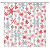 ABONAN Christmas Shower Curtain Snowflake Red Grey White Winter Holiday Merry Christmas Fabric Bathroom Curtains Decor Set with Hook(67" Wx70 H) view 1