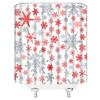 ABONAN Christmas Shower Curtain Snowflake Red Grey White Winter Holiday Merry Christmas Fabric Bathroom Curtains Decor Set with Hook(67" Wx70 H) view 3