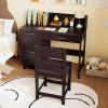 Costzon Kids Desk and Chair Set, Wooden Student Study Desk Set w/Hutch, Storage Drawer & Cabinets for 3-8 Years Old Child, Writing Computer Workstation for Bedroom School (Upgraded, Dark Brown) view 2