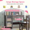 Costzon Kids Desk and Chair Set, Wooden Student Study Desk Set w/Hutch, Storage Drawer & Cabinets for 3-8 Years Old Child, Writing Computer Workstation for Bedroom School (Upgraded, Dark Brown) view 3