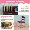 Costzon Kids Desk and Chair Set, Wooden Student Study Desk Set w/Hutch, Storage Drawer & Cabinets for 3-8 Years Old Child, Writing Computer Workstation for Bedroom School (Upgraded, Dark Brown) view 4