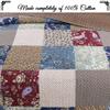Cozy Line Home Fashions 100% Cotton Hand Piecing Real Patchwork Brown Floral Reversible Quilt Bedding Set Coverlet Bedspread for All Seasons (Red Navy, King - 3 Piece) view 4