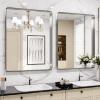 LOAAO 24X36 Inch Brushed Nickel Bathroom Mirror, Rounded Rectangle Silver Metal Frame Mirror, Brushed Nickel, Anti-Rust, Hangs Horizontally or Vertically view 4