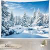 BELECO Winter Mountain Forest Tapestry Wall Hanging Snow Forest White Xmas Trees Winter Wonderland Tapestry 106x70 Inch Winter Scene Christmas Holiday Wall Decor for Living Room Bedroom Dorm Home view 2