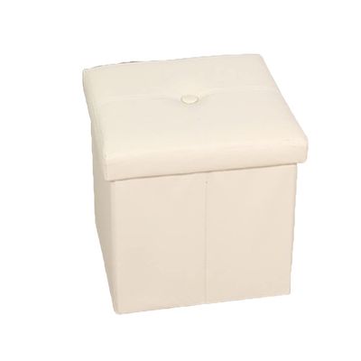 Zerodeko Ottoman Storage Box, Beige, Linen Fabric, Foldable, Portable, Footrest, Storage Basket, Small Stool, Lightweight, Convenient for Travel, Outdoor Activities