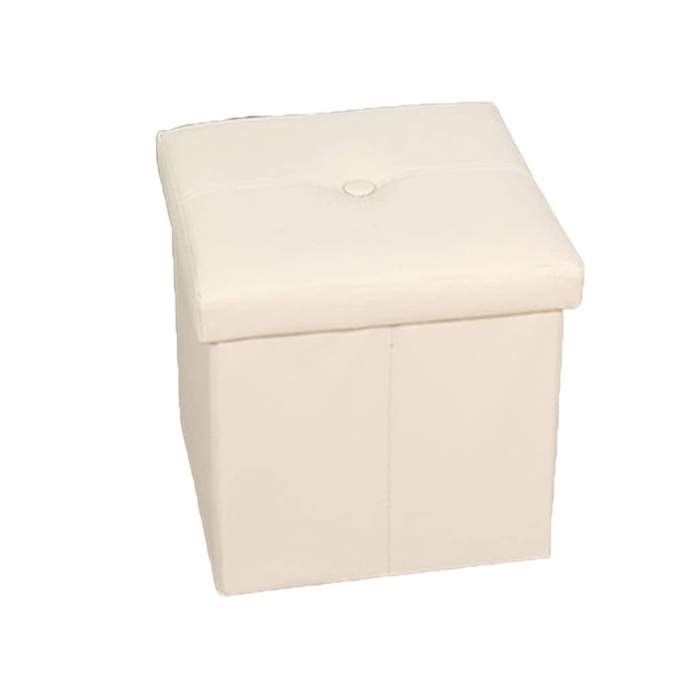 Zerodeko Ottoman Storage Box, Beige, Linen Fabric, Foldable, Portable, Footrest, Storage Basket, Small Stool, Lightweight, Convenient for Travel, Outdoor Activities