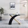 Yoluckea Modern Rectangular Glass Table Tempered Glass Top Dining Table with Stainless Steel Base Clear Beveled Edges Glass Kitchen Table for Home Kitchen Dining Room 63"D x 35.43"W x 29.92"H Black view 3