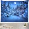 BELECO Winter Forest Night Tapestry Wall Hanging 70x47 Inch Snow Forest White Frozen Trees Full Moon Night Tapestry Winter Scene Christmas Holiday Wall Decor for Living Room Bedroom Dorm Home view 2