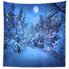 BELECO Winter Forest Night Tapestry Wall Hanging 70x47 Inch Snow Forest White Frozen Trees Full Moon Night Tapestry Winter Scene Christmas Holiday Wall Decor for Living Room Bedroom Dorm Home view 3