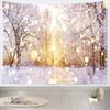 BELECO Winter Forest Tapestry Frozen Snow Forest Snowflakes Jungle Trees Tapestry Wall Hanging 70x47 Inch Winter Wonderland Christmas New Year Holiday Wall Decor for Living Room Bedroom Dorm view 2