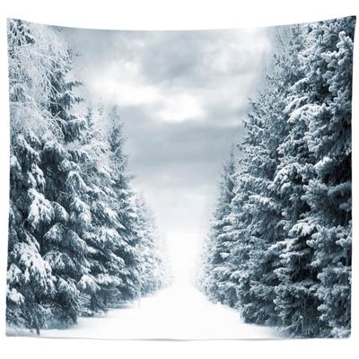 BELECO Winter Forest Tapestry Frozen Snow Forest White Trees Tapestry Wall Hanging 106x70 Inch Winter Scene Winter Wonderland Christmas Holiday Wall Decor for Living Room Bedroom Dorm