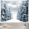 BELECO Winter Forest Tapestry Frozen Snow Forest White Trees Tapestry Wall Hanging 106x70 Inch Winter Scene Winter Wonderland Christmas Holiday Wall Decor for Living Room Bedroom Dorm view 2