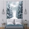 BELECO Winter Forest Tapestry Frozen Snow Forest White Trees Tapestry Wall Hanging 106x70 Inch Winter Scene Winter Wonderland Christmas Holiday Wall Decor for Living Room Bedroom Dorm view 4