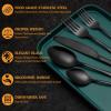 40 Pcs Black Silverware Set, Stainless Steel Flatware Set for 8, Food-Grade Cutlery Set, Mirror Polished Tableware Eating Utensils Set for Home Kitchen, Include Knife Fork Spoon Set, Dishwasher Safe view 3