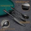 40 Pcs Black Silverware Set, Stainless Steel Flatware Set for 8, Food-Grade Cutlery Set, Mirror Polished Tableware Eating Utensils Set for Home Kitchen, Include Knife Fork Spoon Set, Dishwasher Safe view 4