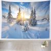 BELECO Winter Mountain Forest Tapestry Wall Hanging 106x70 Inch Snow Forest White Xmas Trees Blue Sky Sunshine Tapestry Wall Blanket Winter Scene Holiday Wall Decor for Living Room Bedroom Dorm Home view 2