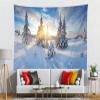 BELECO Winter Mountain Forest Tapestry Wall Hanging 106x70 Inch Snow Forest White Xmas Trees Blue Sky Sunshine Tapestry Wall Blanket Winter Scene Holiday Wall Decor for Living Room Bedroom Dorm Home view 3