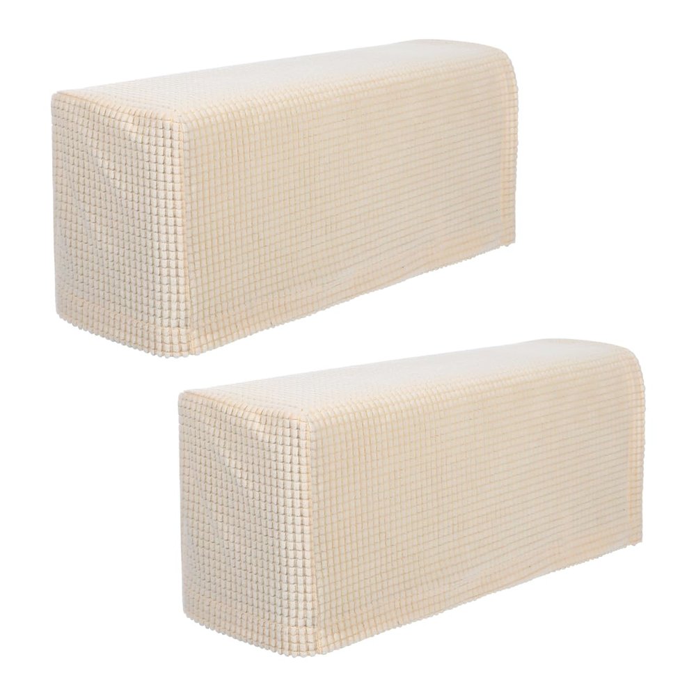 2PCS Chair Arm Protectors Sofa Armrest Cover Stretch Armrest Covers Stretch Armchair Slipcover Protector Anti- Stain Armchair Slipcover Elastic Home Office Recliner Couch Loveseat Cloth (Rice White)