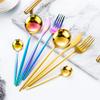 24 Piece Gold Silverware Set for 6 Durable Stainless Steel Flatware Sets Kitchen Restaurant Wedding Cutlery Utensil Set Include Spoons Forks Knifes Teaspoons Nice Weight Dishwasher view 3