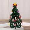 Rexcp 7.5 Inch Wooden Christmas Tree 3D Xmas Tree Table Decor Funny Desktop Christmas Decorations with Mini Ornaments for Xmas Holiday Decoration, Green view 1