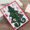 Rexcp 7.5 Inch Wooden Christmas Tree 3D Xmas Tree Table Decor Funny Desktop Christmas Decorations with Mini Ornaments for Xmas Holiday Decoration, Green view 2